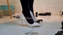 AC1486 婧児小主 白色高跟帆布鞋放松解压螃蟹 全语言字幕版h 侧中距视角