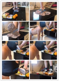 Rita丽塔小主踩踏蛋糕喂食贱m帆布鞋踩踏食物